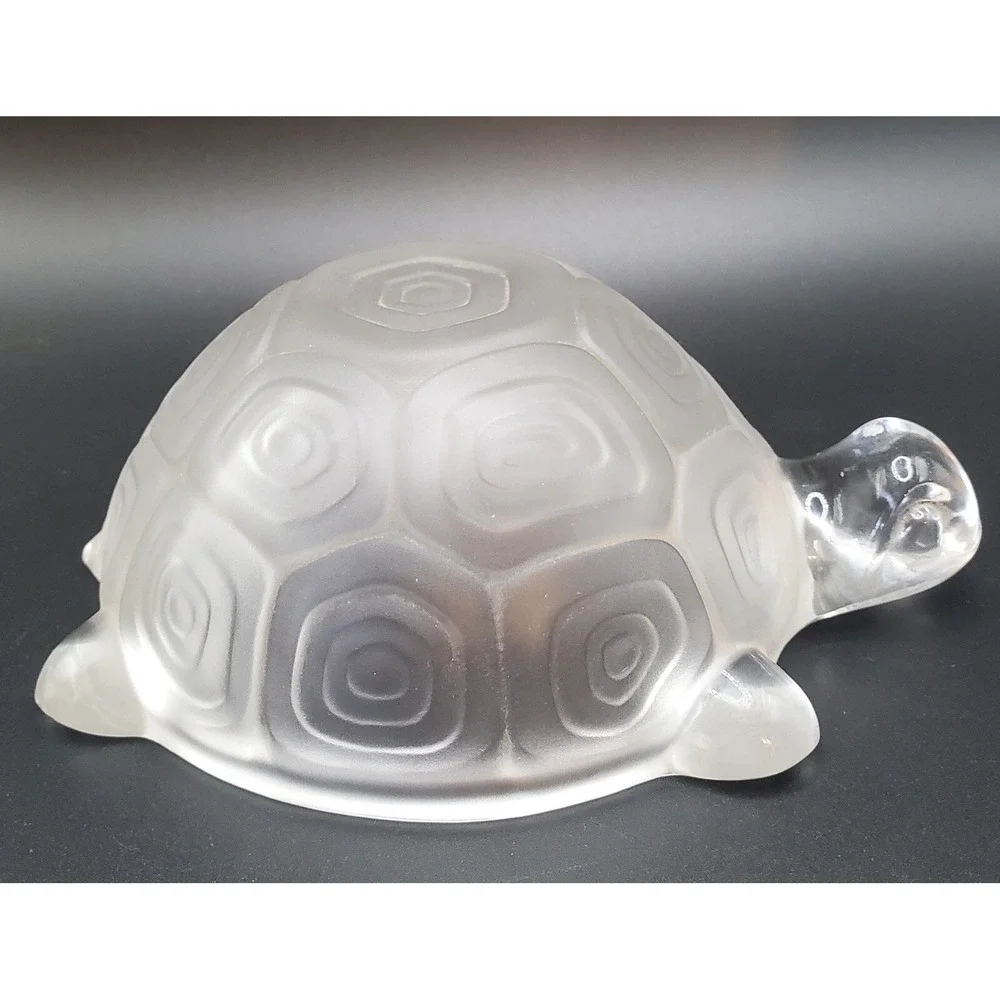 Enesco Satin Crystal Glass Turtle Figurine. Bowl Shaped.‎ Made In West Germany